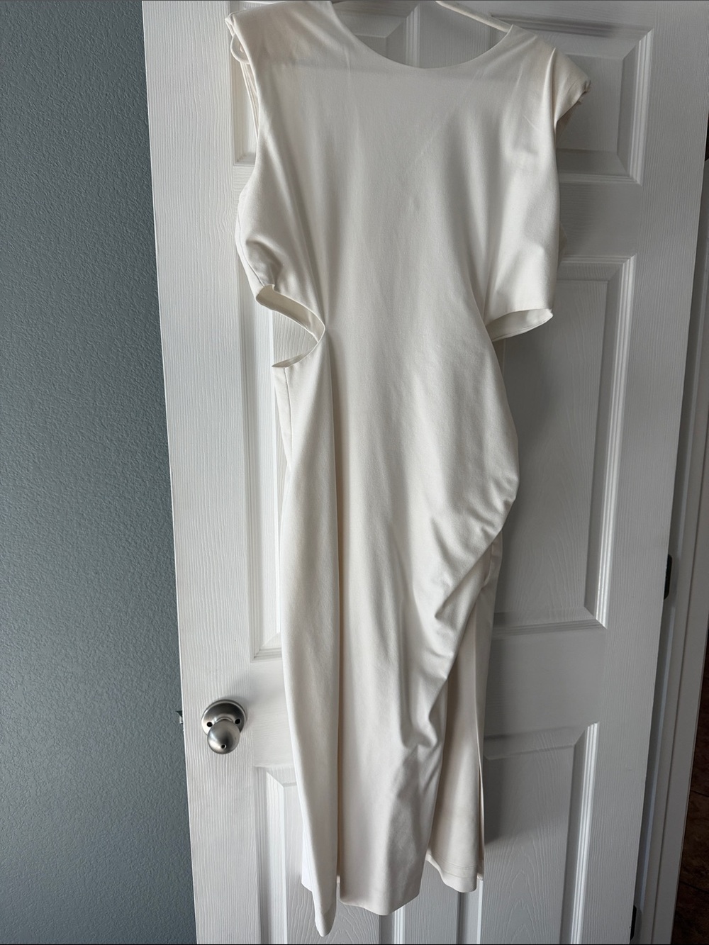 Zara Cream Asymmetrical Cutout Midi Dress